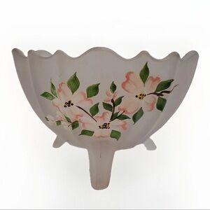 Westmoreland Pink and Green Floral Glass Bowl Candy Dish